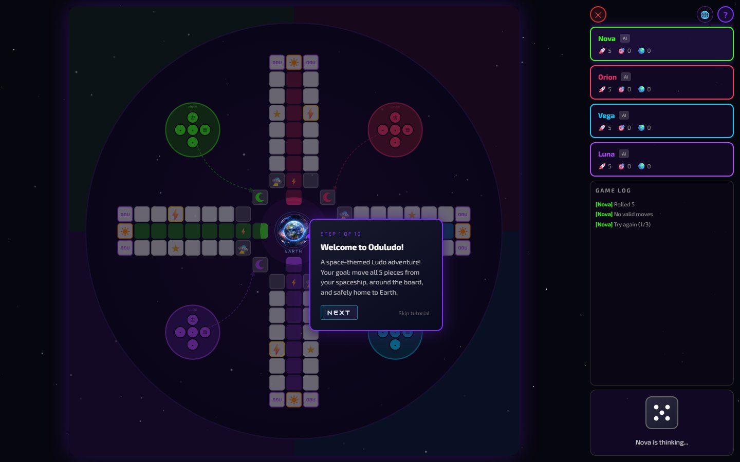 The built-in tutorial explaining the board